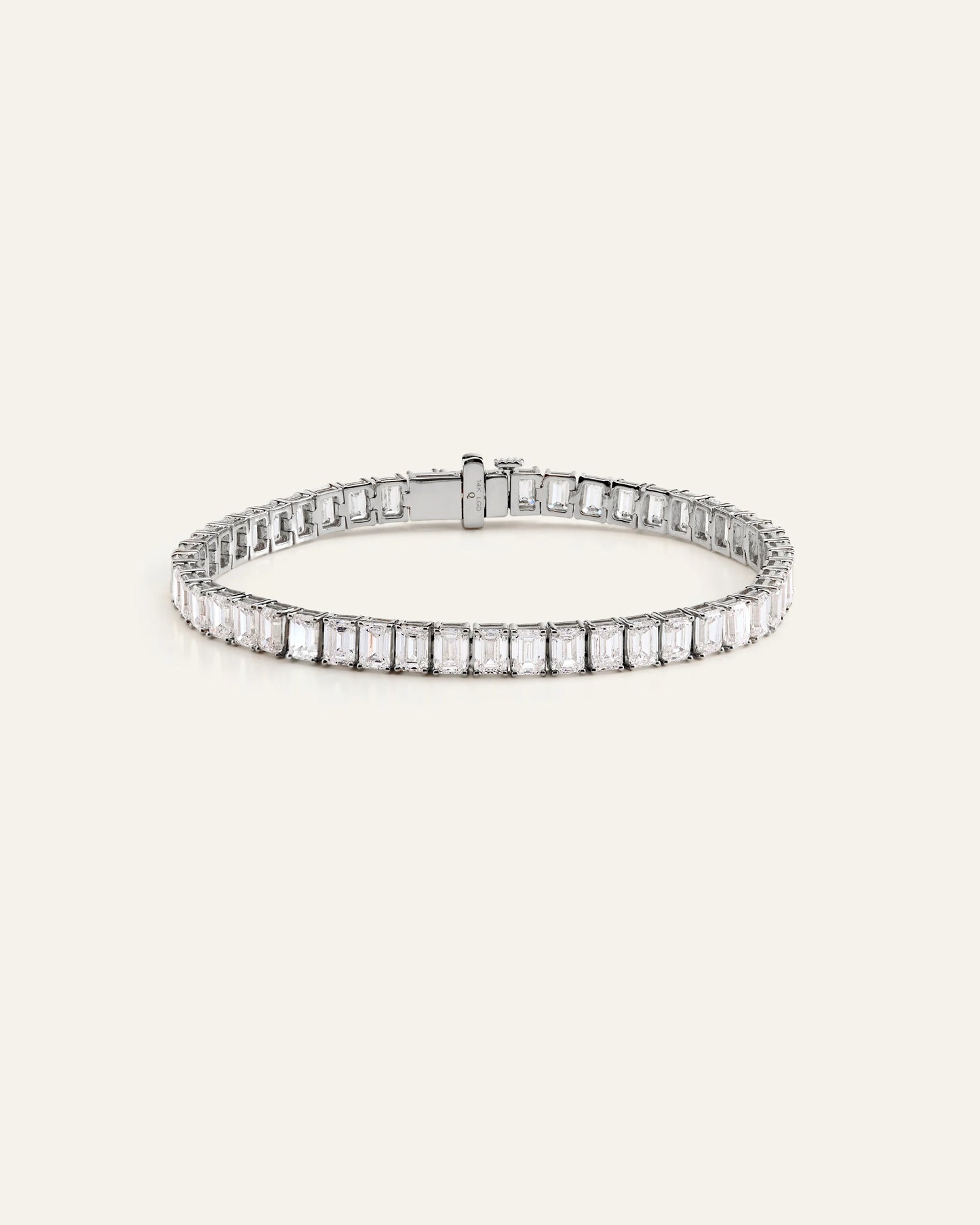 14K Gold Lab Grown Diamond North-South Emerald Tennis Bracelet - 15ctw - 6.5" / Yellow Gold