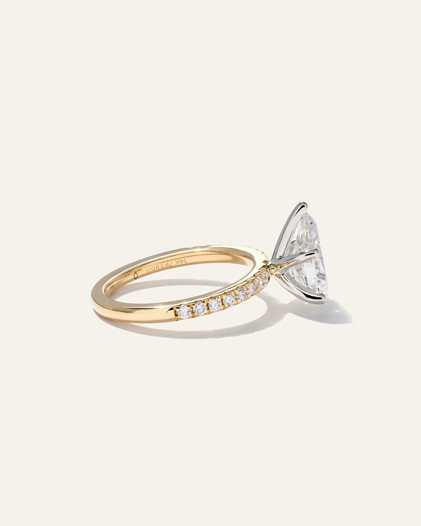 Lab Grown Diamond Pear Petite Pave Engagement Ring - 2ct - 4 / Yellow Gold