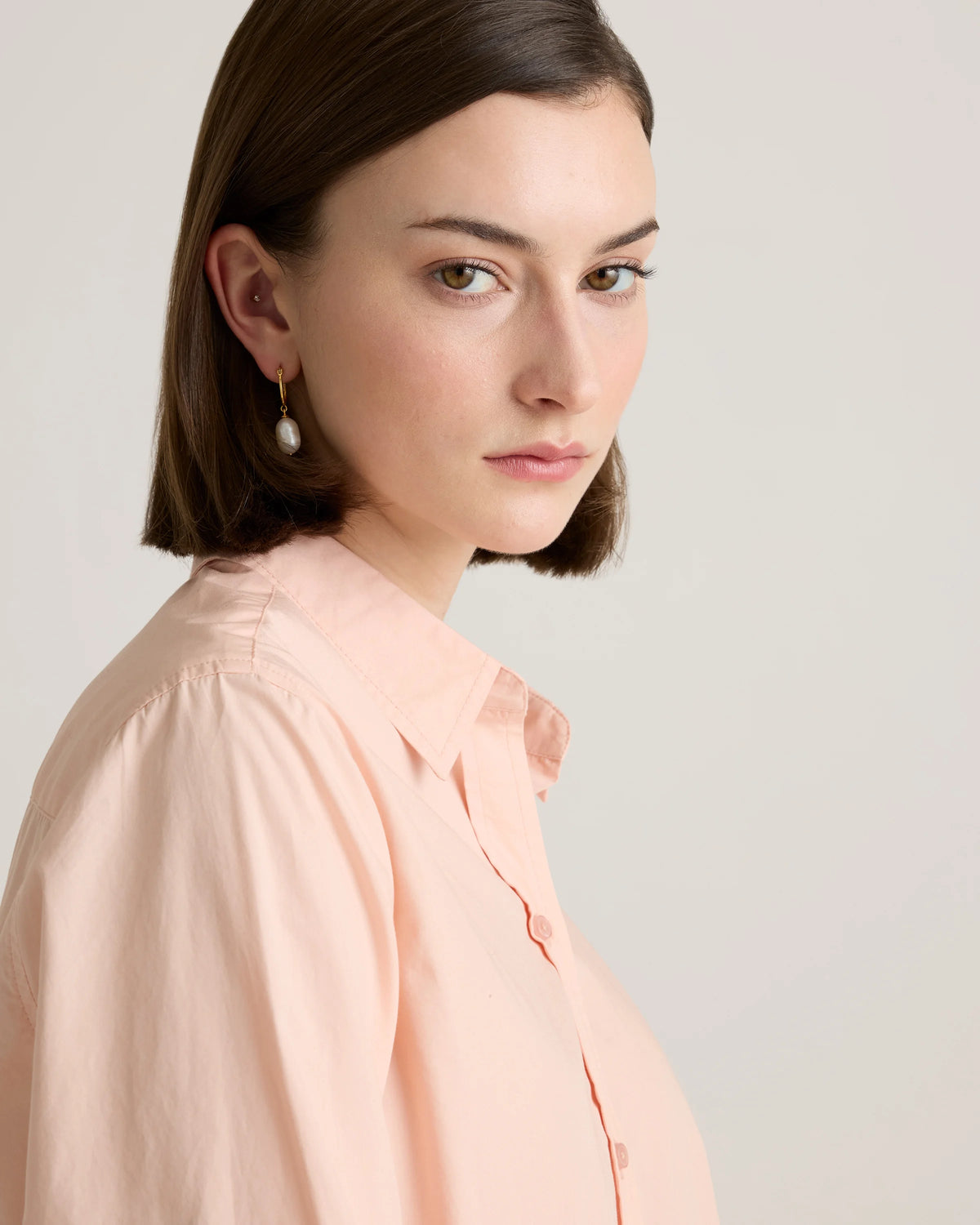 100% Organic Cotton Poplin Long Sleeve Shirt - XS / Delta Blue Double Stripe