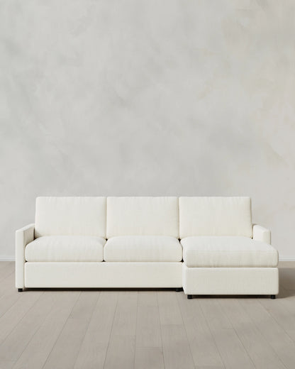 Brennan Performance Chenille Linen Blend Chaise Sectional - Right Arm / Snow