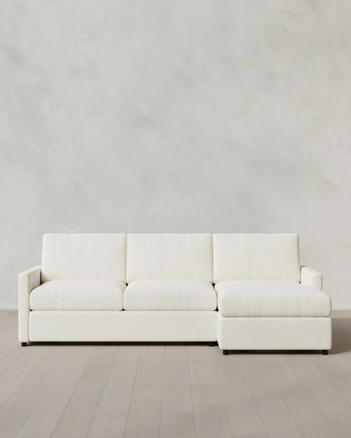 Brennan Performance Chenille Linen Blend Chaise Sectional - Right Arm / Snow