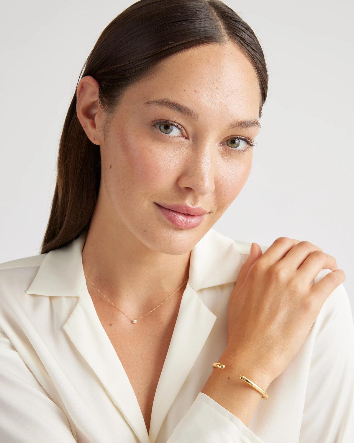 Open Contour Cuff Bracelet - One Size / Gold Vermeil