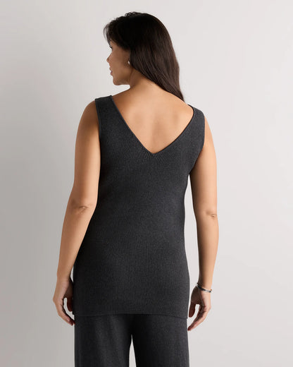 Cotton Cashmere Maternity and Nursing V-Neck Tank - XS / Mocha Heather