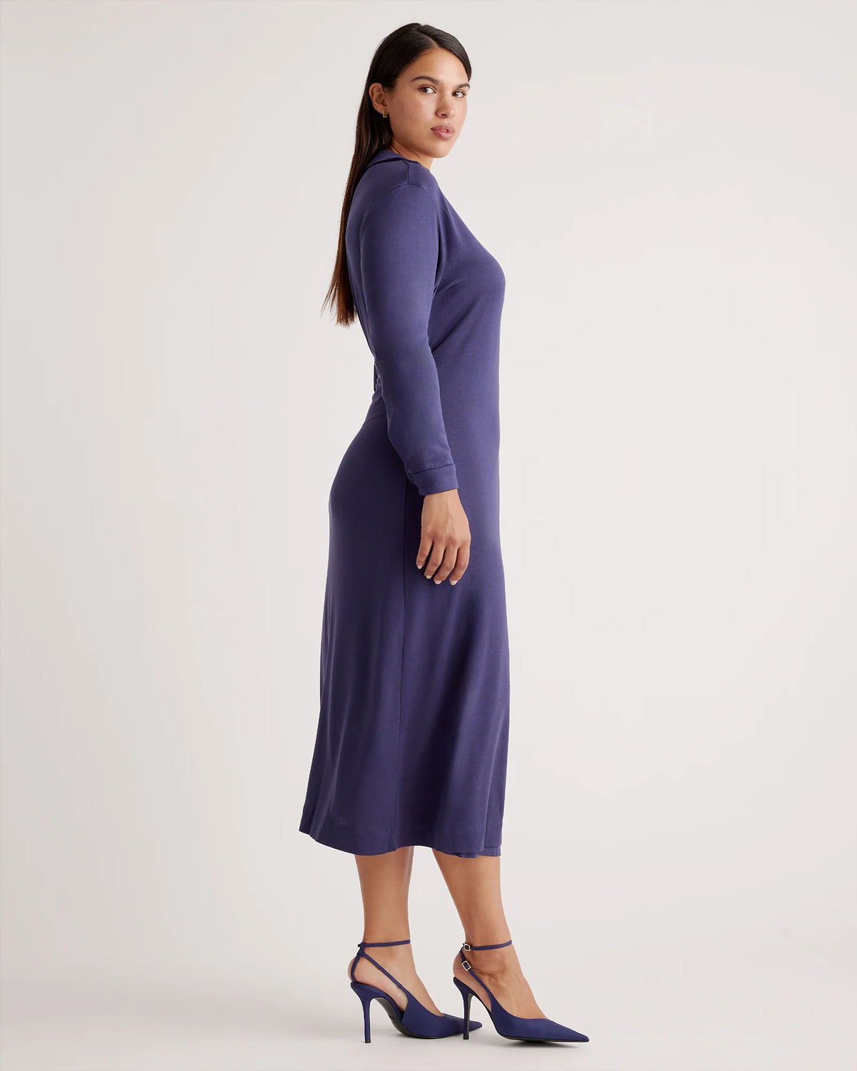 100% Silk Jersey Midi Wrap Dress - XS / Crimson Prism