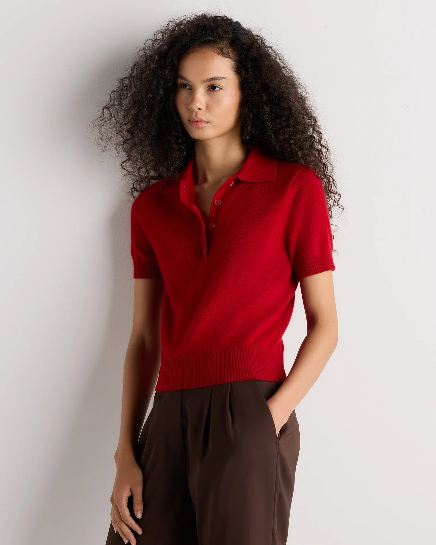 Mongolian Cashmere Short Sleeve Polo - XS / Oatmeal