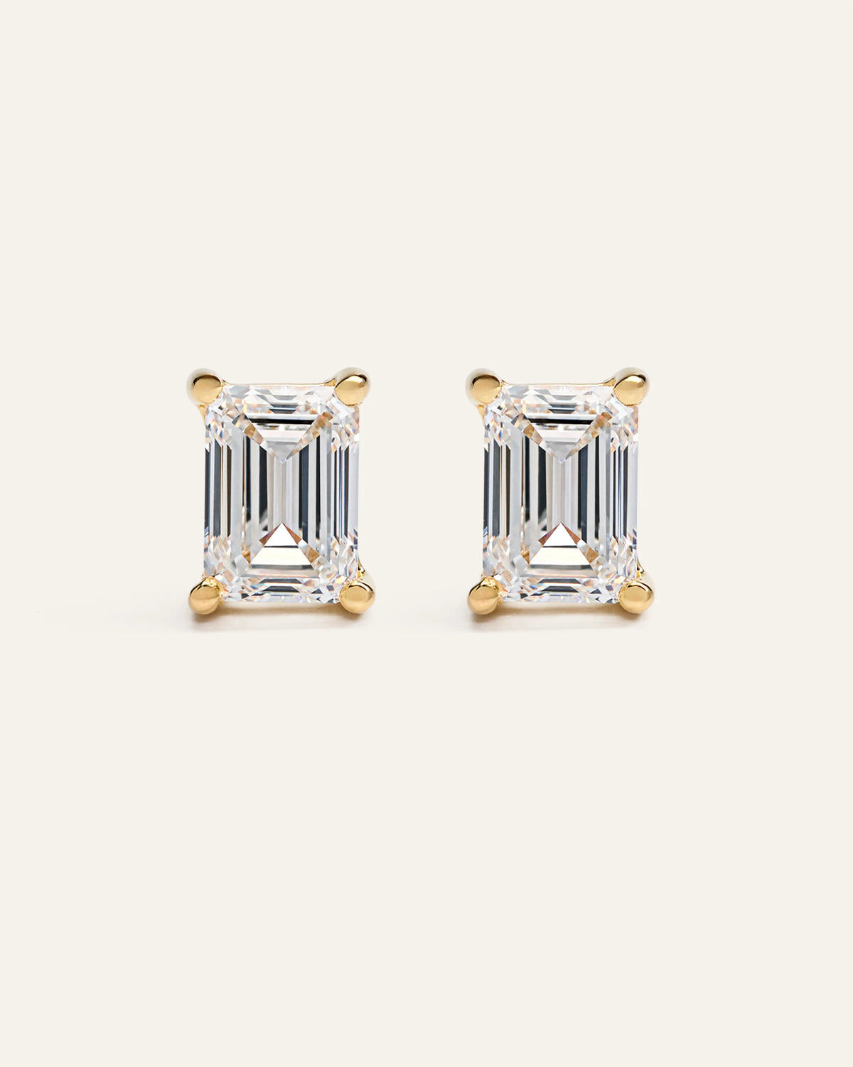 14K Gold Lab Grown Diamond Statement Emerald Studs - 8ctw - One Size / Yellow Gold