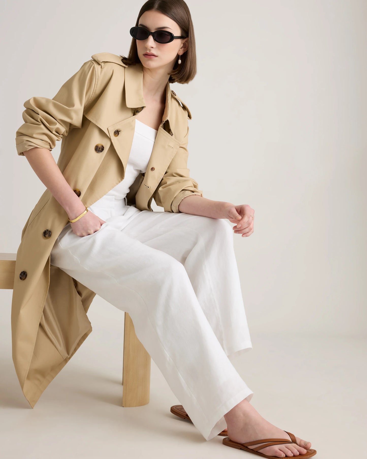 100% European Linen Pleated Trouser - 0 / Bayberry Olive