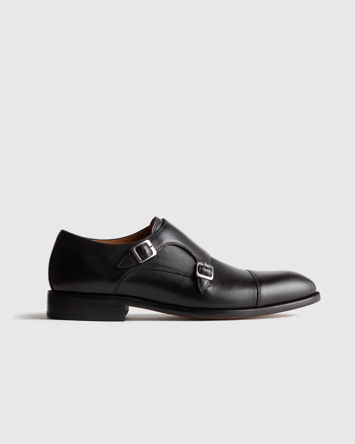 Italian Leather Monk Strap Oxford - 7 / Black