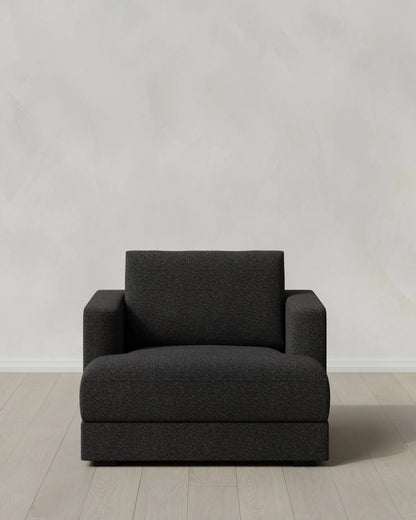 Sierra Curved Arm Accent Chair in Performance Boucle - One Size / Indigo