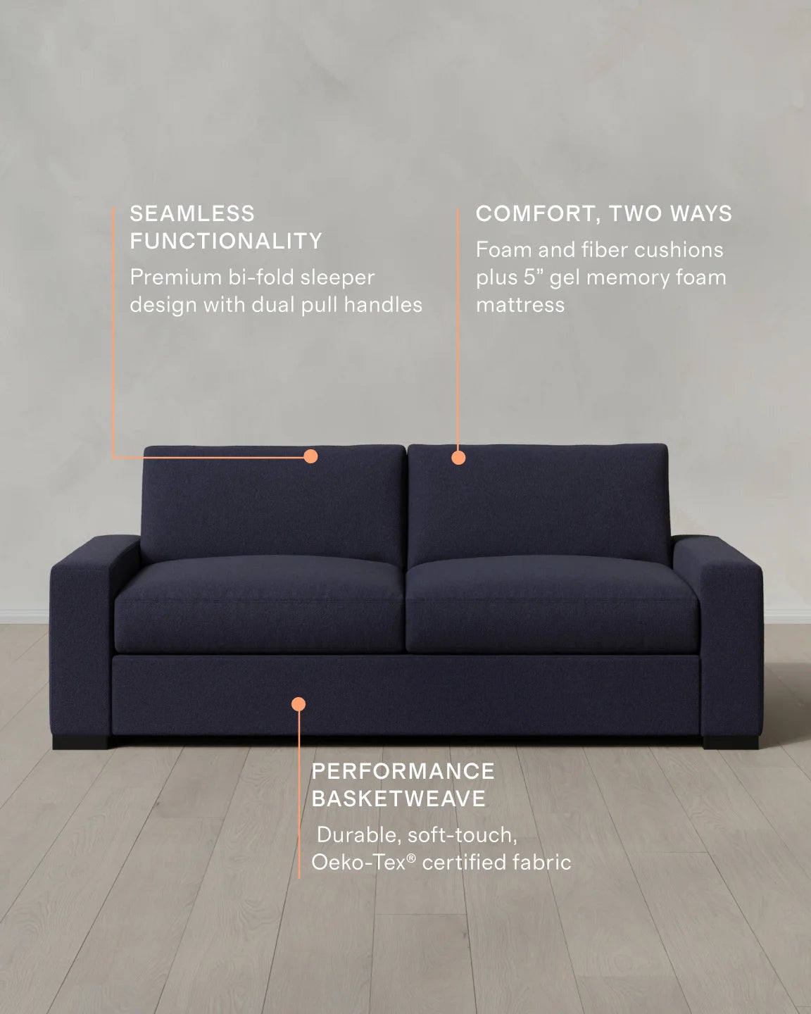 Stillman Sleeper Sofa in Performance Basketweave - Queen / Flax