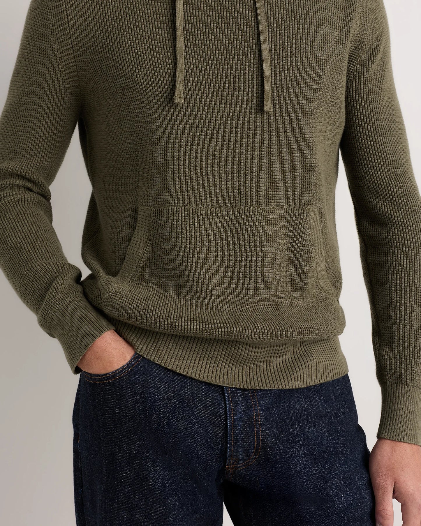 Organic Cotton Cashmere Waffle Hoodie - S / Bayberry Olive