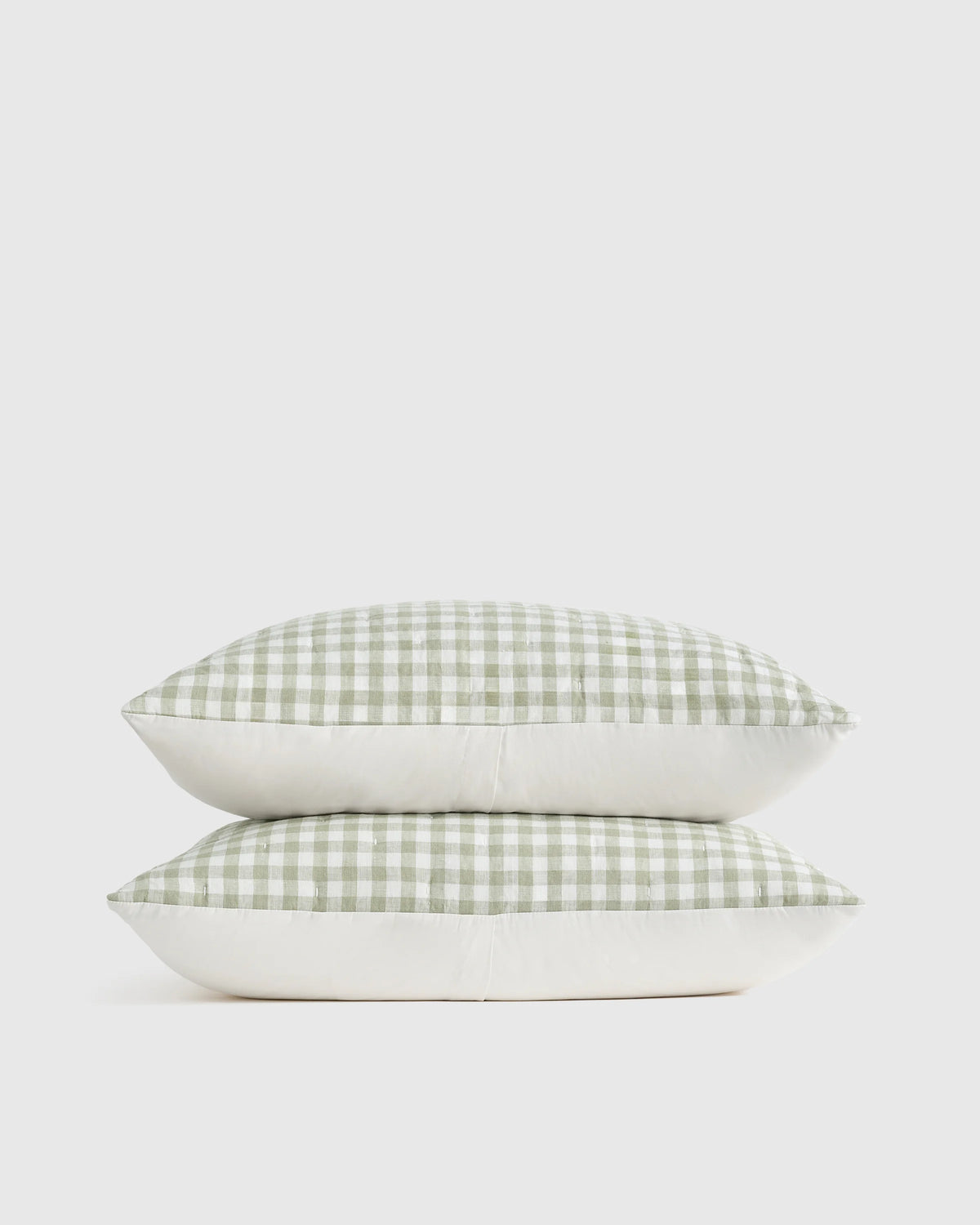 European Linen Patterned Quilted Sham Set - Standard / Willowleaf Gingham