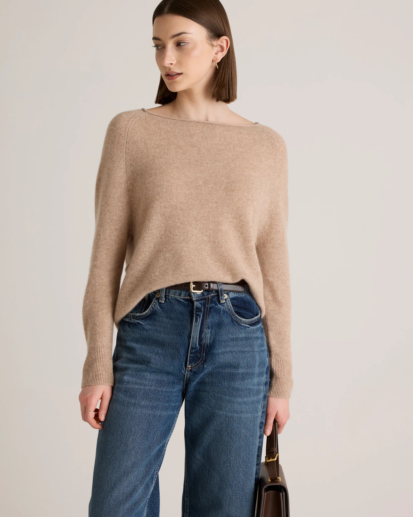 Mongolian Cashmere Boatneck Sweater - XS / Black