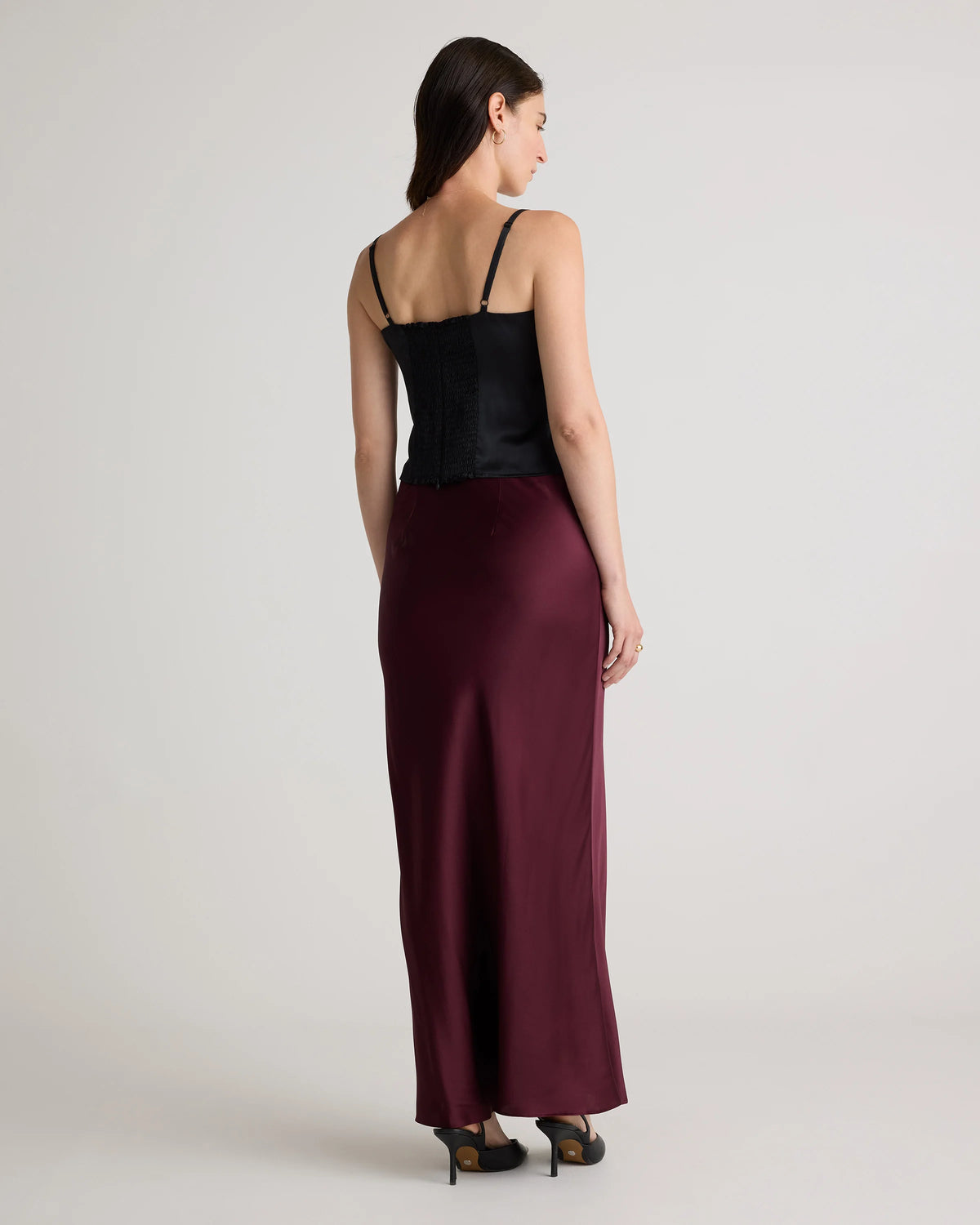 100% Washable Silk Maxi Skirt - XS / Navy