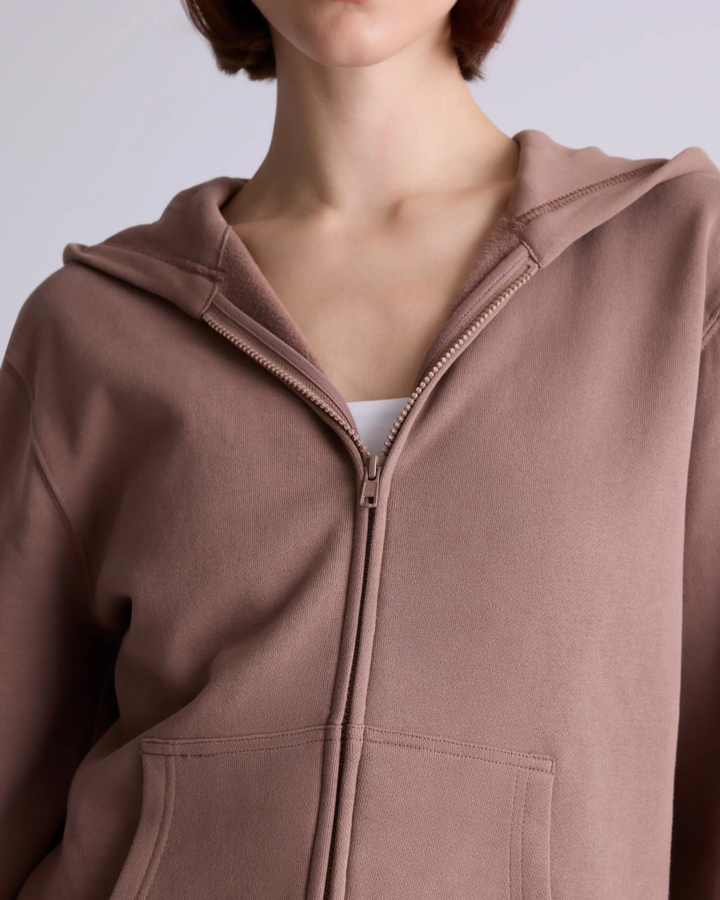 Organic Heavyweight Fleece Full Zip Hoodie - XS / Taupe