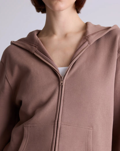 Organic Heavyweight Fleece Full Zip Hoodie - XS / Taupe