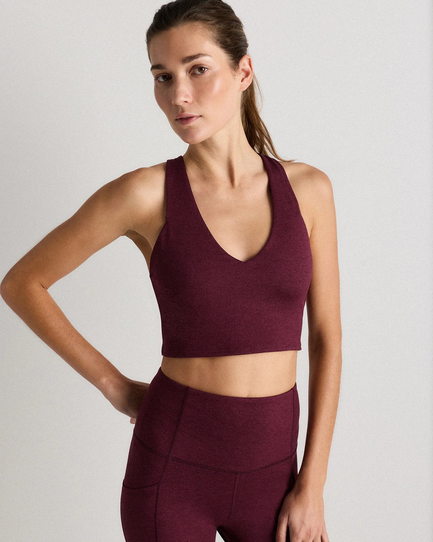 Ultra-Soft V-Neck Cropped Tank - XS / Heather Navy