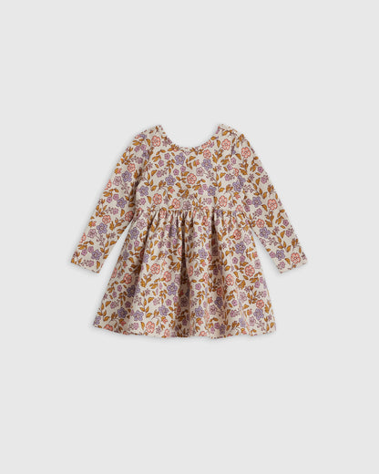Organic Cotton Long Sleeve Skater Dress - 0-3M / Flower Buds