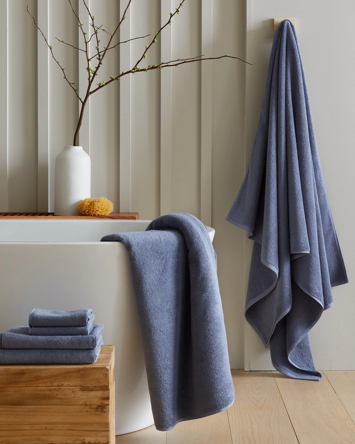 Turkish Ribbed Quick Dry Bath Towel Bundle - One Size / White