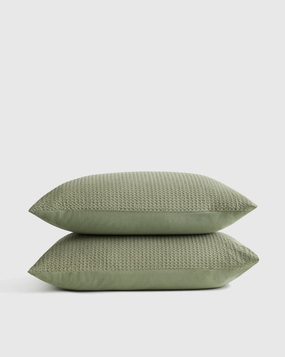 Organic Luxe Honeycomb Sham Set - Standard / Mineral