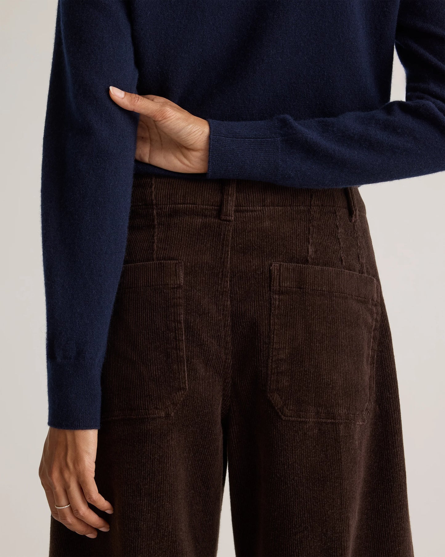 Organic Stretch Corduroy Cropped Wide Leg Pants - 0 / Black
