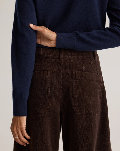 Organic Stretch Corduroy Cropped Wide Leg Pants - 0 / Black