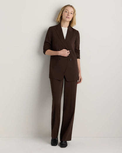 Stretch Crepe Relaxed Double-Breasted Blazer - XS / Sand