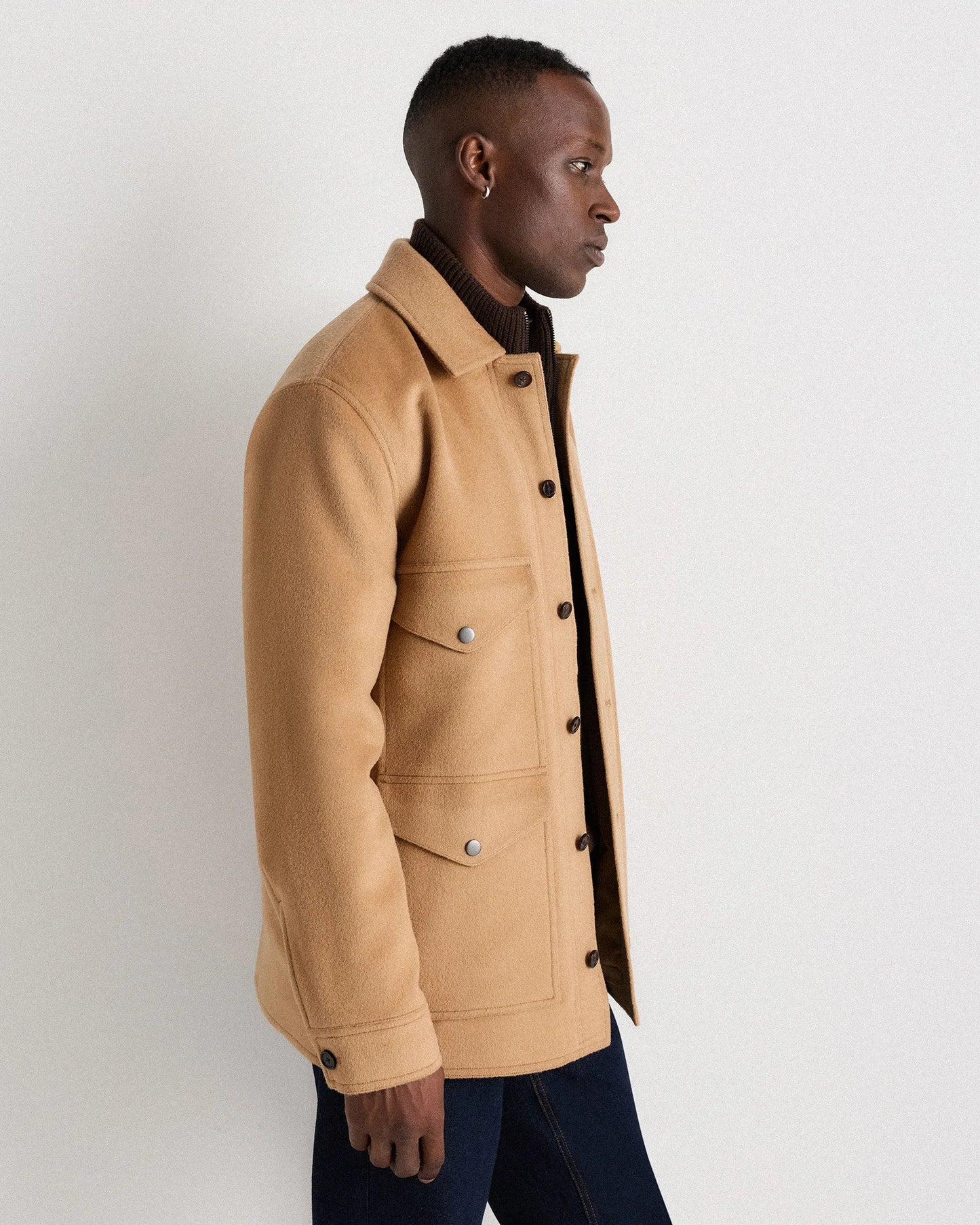 Wool Cashmere Field Jacket - S / Heather Grey