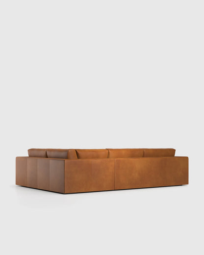 Sierra Curved Arm L Sectional in Leather - Right Arm / Auburn