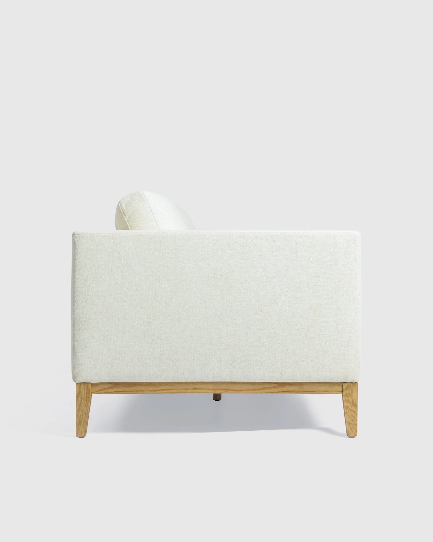 Performance Chenille Linen Blend Sofa with Solid Oak Base - 7ft / Snow