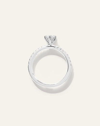 Lab Grown Diamond Marquise Petite Pave Engagement Ring - 1ct - 4 / Yellow Gold