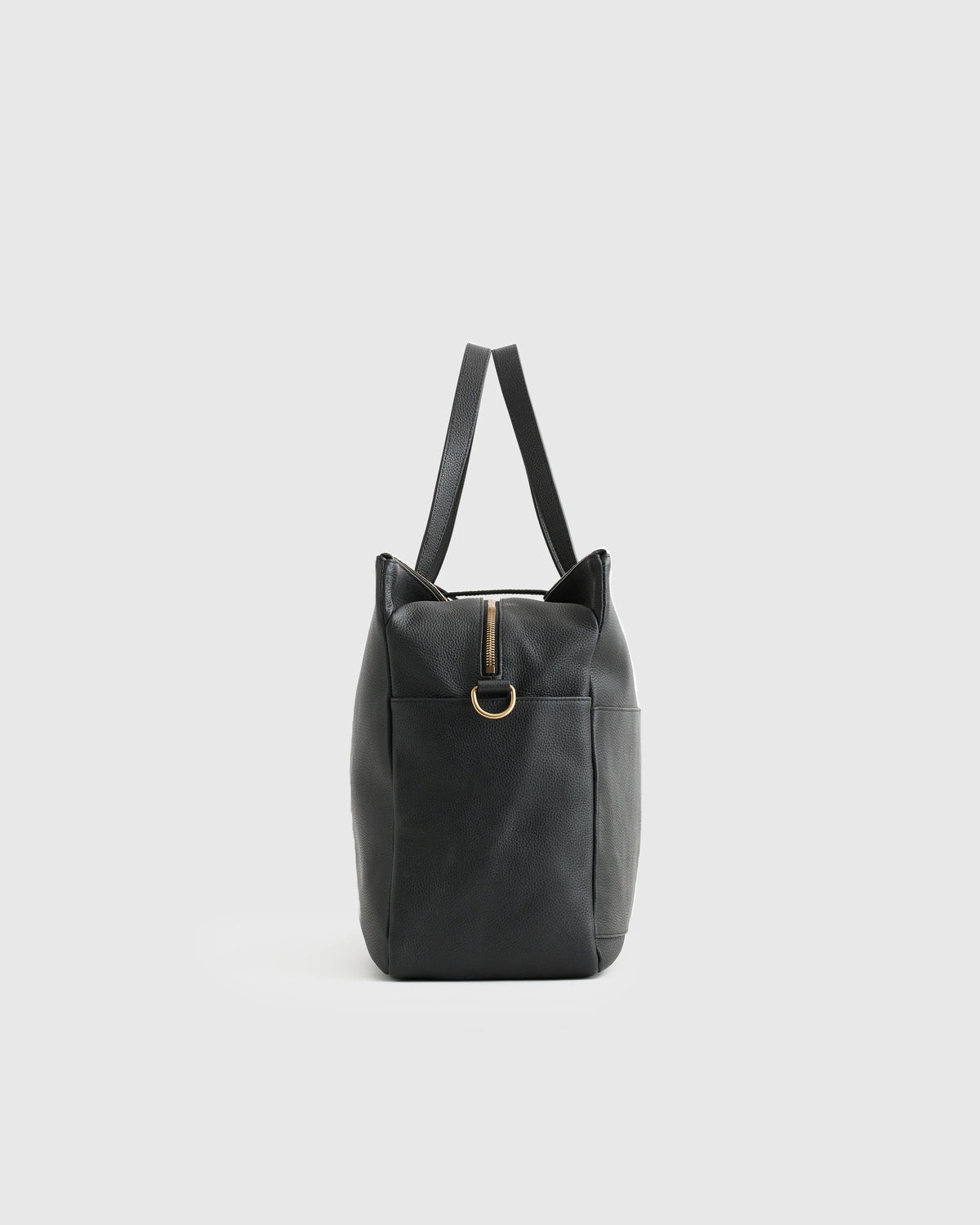 Italian Leather Triple Compartment Weekender - One Size / Black