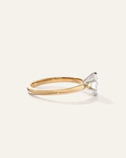 Lab Grown Diamond Round Six Prong Knife Edge Engagement Ring - 1ct - 4 / Yellow Gold
