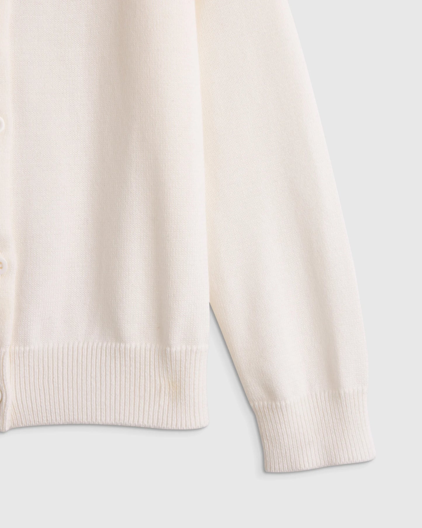 100% Organic Cotton Crewneck Cardigan - 2T / Ivory