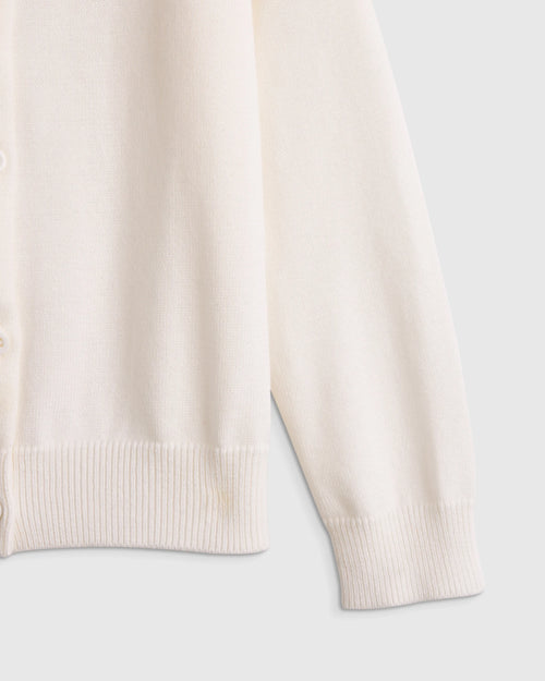 100% Organic Cotton Crewneck Cardigan - 2T / Ivory
