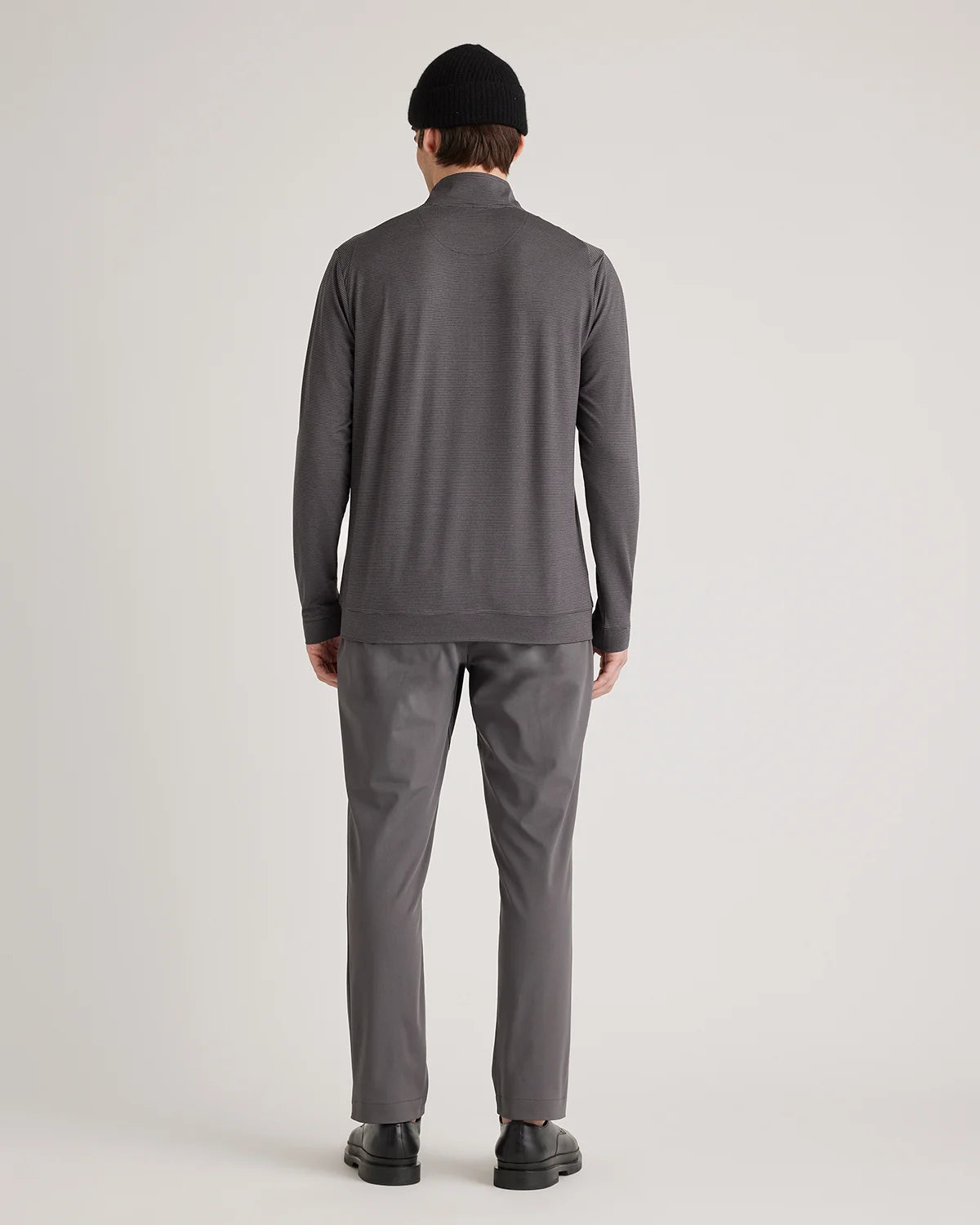 Performance Jersey Golf Quarter Zip - S / Black/Light Grey Stripe