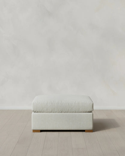 Hollis Slope Arm Ottoman in Performance Chenille Linen Blend - 37" / Snow