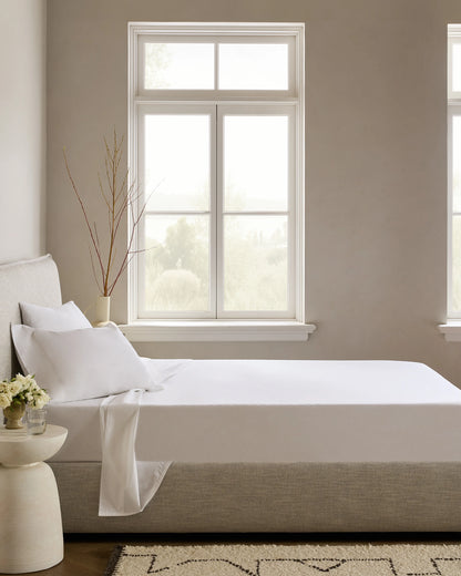 Organic Crisp Percale Sheet Set - Twin / White
