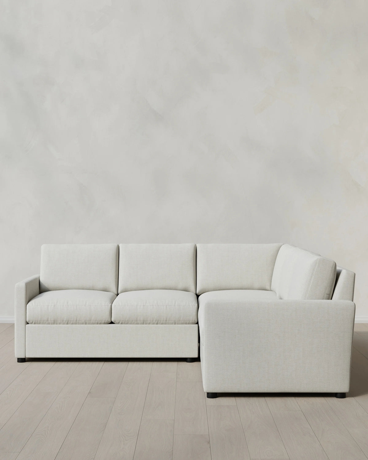 Brennan L Sectional in Performance Chenille Linen Blend - 99x99 / Snow