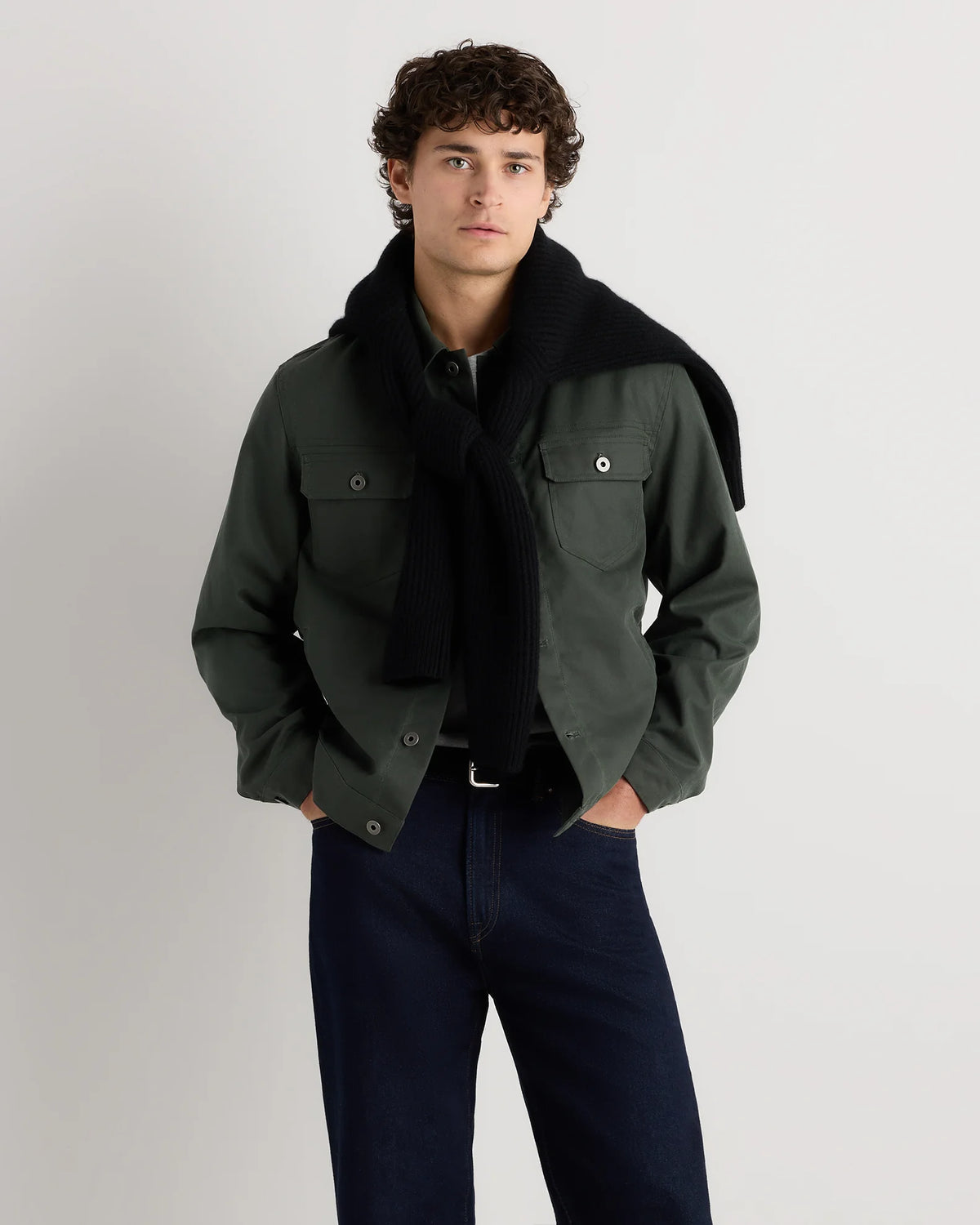 Organic Waxed Canvas Trucker Jacket - S / Black