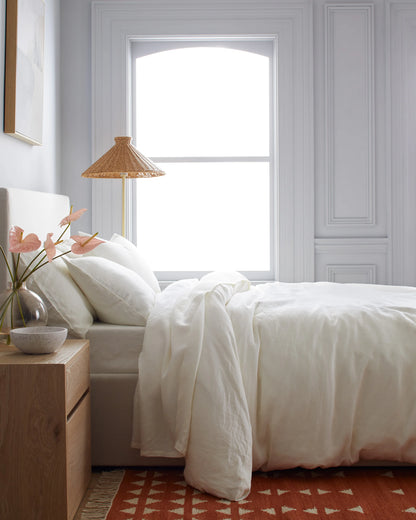 European Linen Duvet Cover Set - Twin / Peach