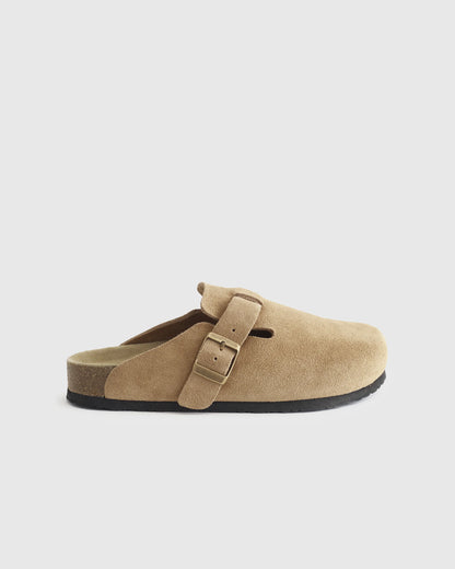 Water Repellent Suede Clog Mule - 5 / Dune