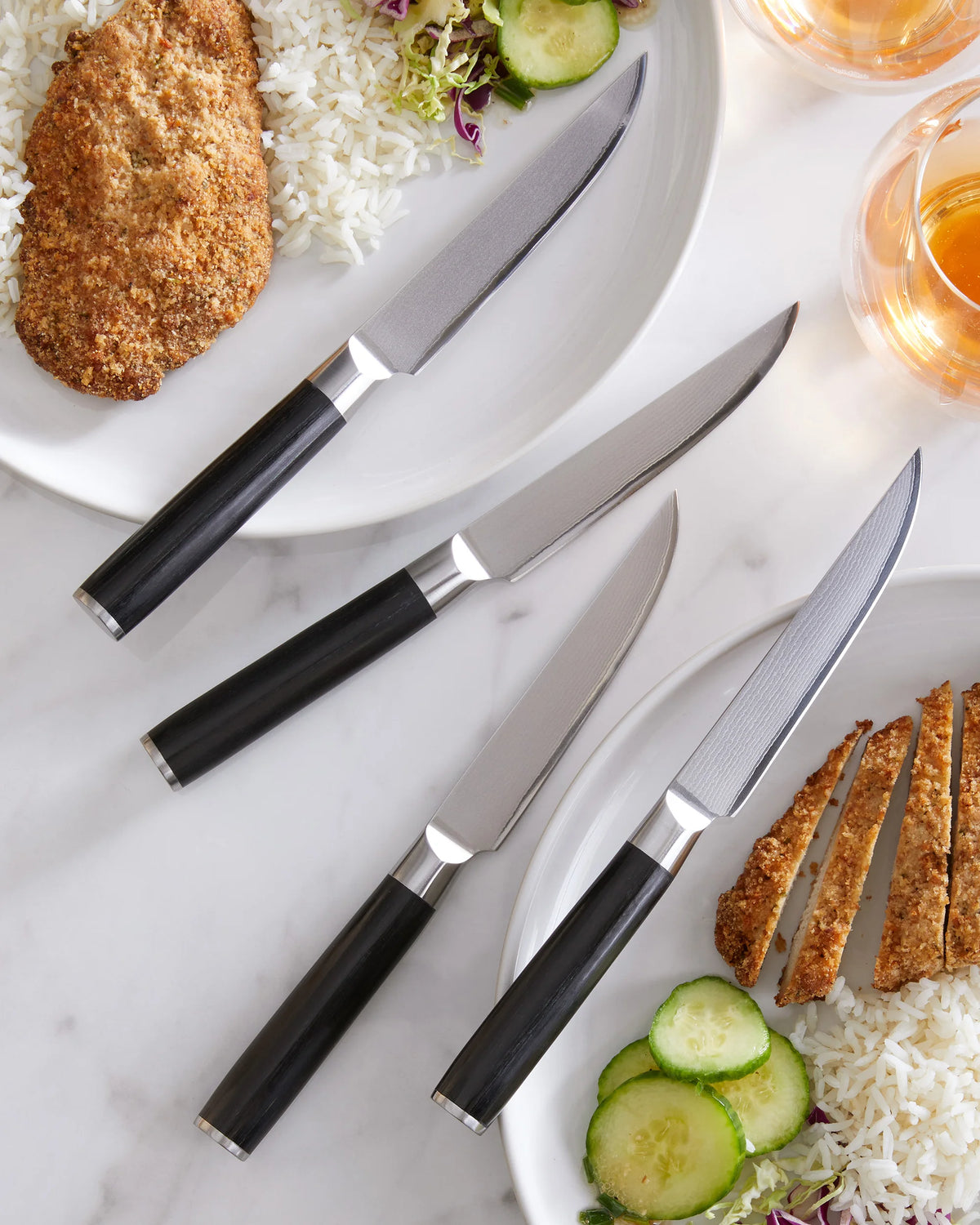Essential Japanese Damascus Steel Steak Knife Set - One Size / No Color
