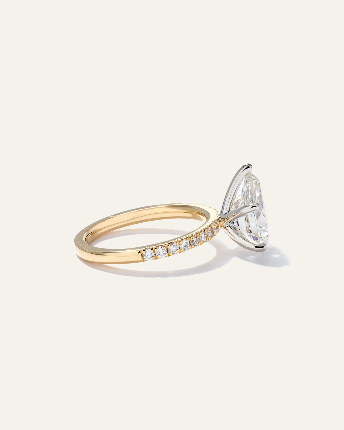 Lab Grown Diamond Pear Petite Pave Engagement Ring - 2.5ct - 4 / Yellow Gold