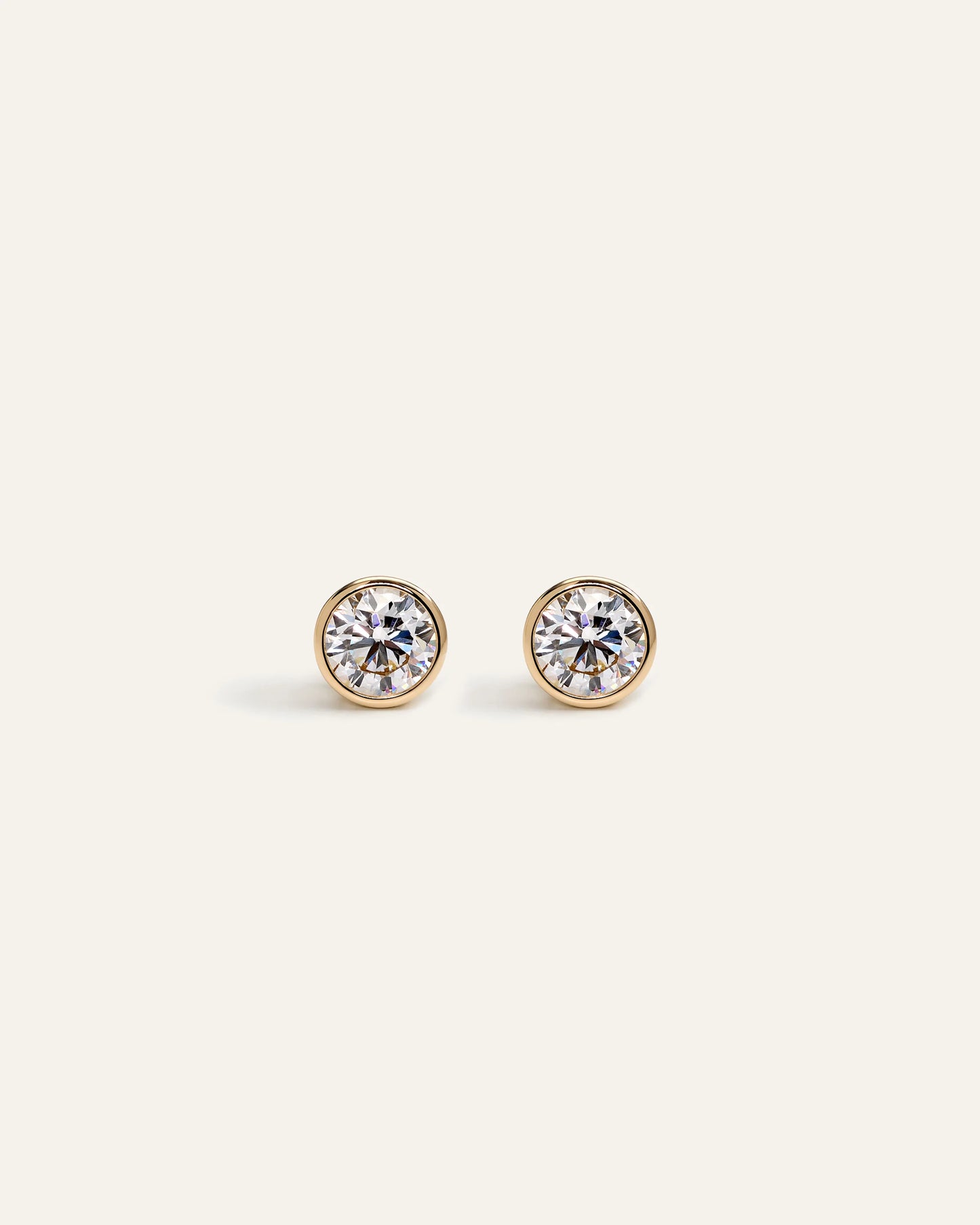 14k Gold Lab Grown Diamond Bezel Studs - 1ctw - One Size / Yellow Gold