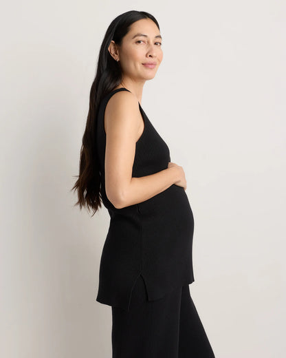 Cotton Cashmere Maternity and Nursing V-Neck Tank - XS / Mocha Heather
