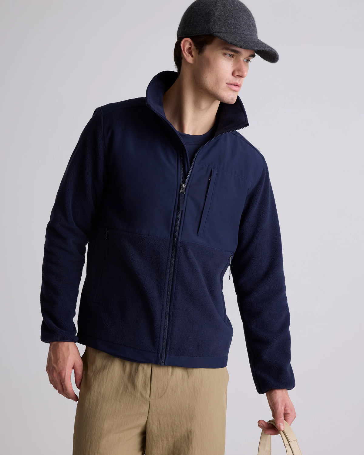 Polar Fleece Full-Zip Jacket - S / Gravel/Bold Black