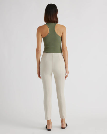Ultra-Stretch Ponte Pintuck Ankle Pants - XS / Ecru