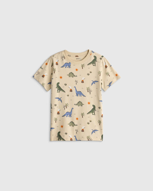 100% Organic Cotton Jersey Short Sleeve Tee - 2T / Dino Sketch