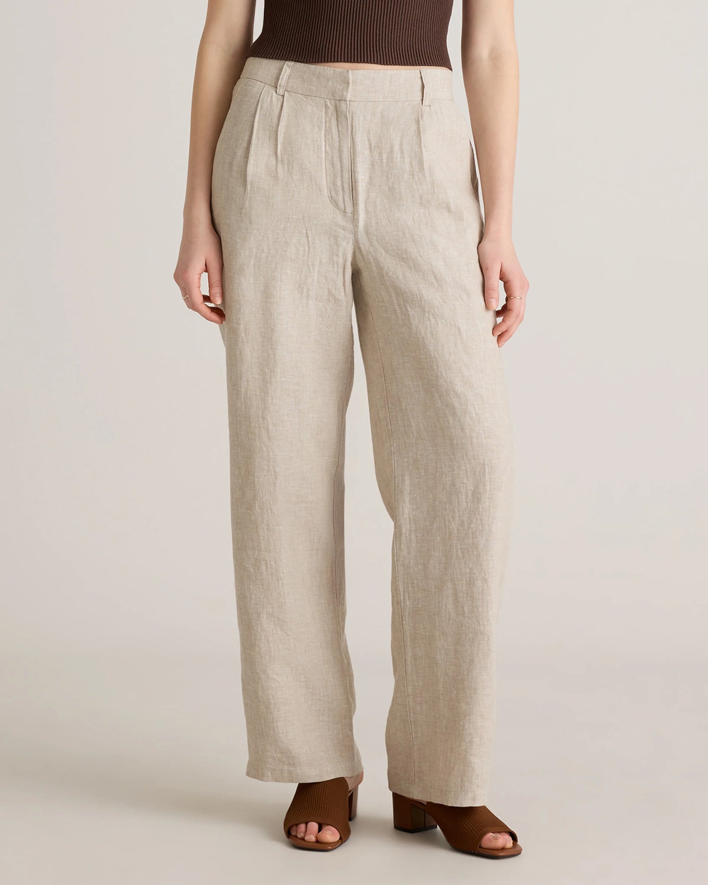 100% European Linen Pleated Trouser - 0 / Bayberry Olive